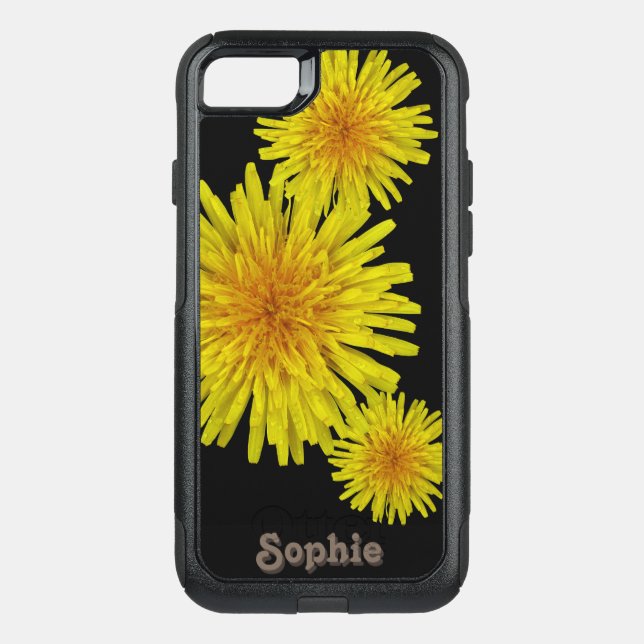 Floral Yellow Dandelions Custom Name Otterbox iPhone Case (Back)