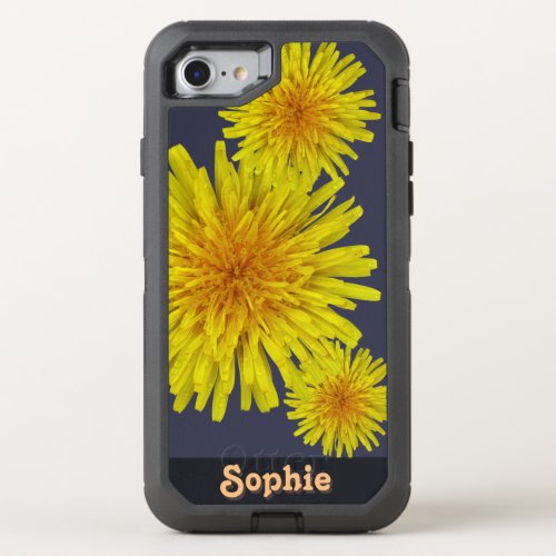 Floral Yellow Dandelions Name OtterBox Defender iPhone SE87 Case