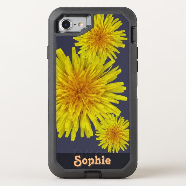 Floral Yellow Dandelions Name Otterbox iPhone Case (Back)