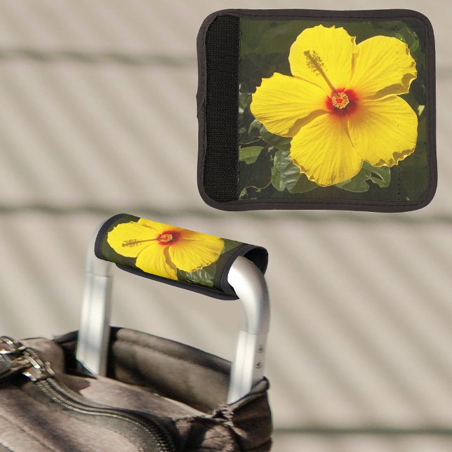 Floral Yellow Flower Hibiscus Luggage Handle Wrap (Floral Yellow Flower Hibiscus Luggage Luggage Handle Wrap)