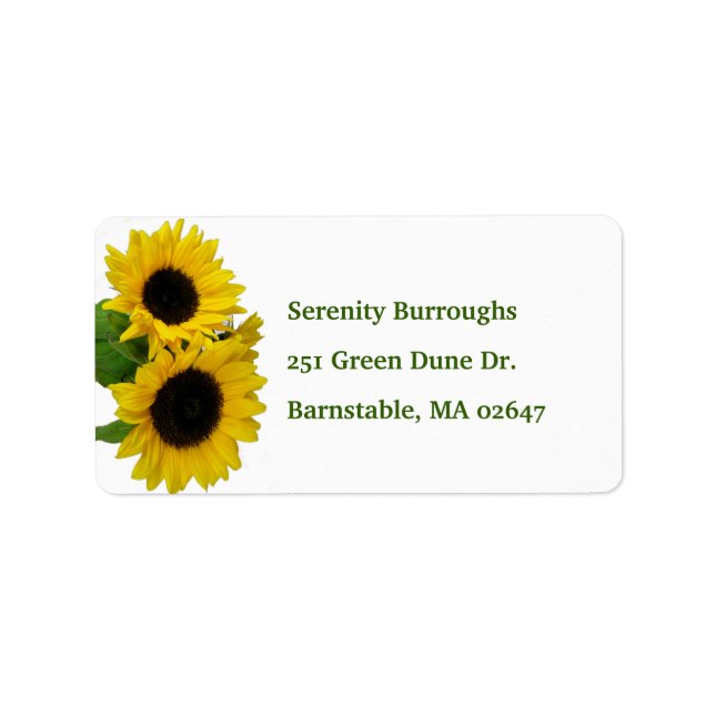 Floral Yellow Flower Spring Autumn Fall Sunflowers Label (Front)