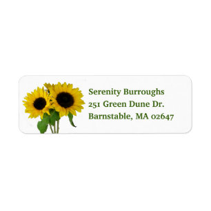 Floral Yellow Flower Spring Autumn Fall Sunflowers Label