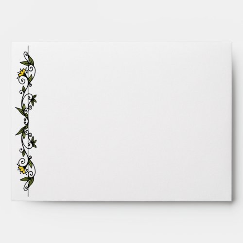 Floral Yellow Flowers Doodle Art Return Address Envelope