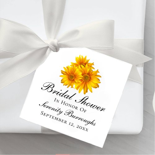 Floral Yellow Flowers Sunflower Bridal Shower Favor Tags