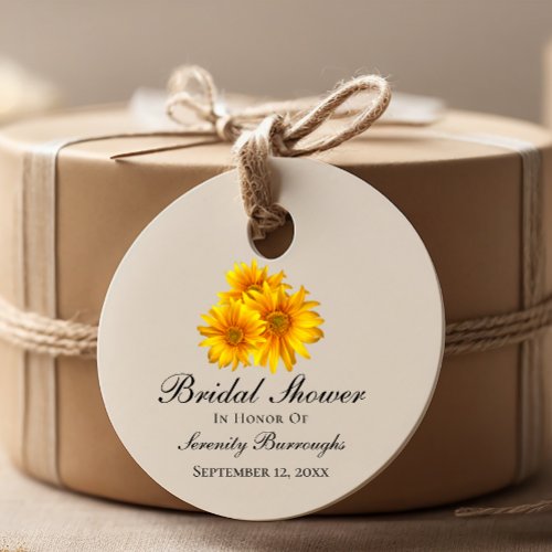 Floral Yellow Flowers Sunflower Bridal Shower Favor Tags