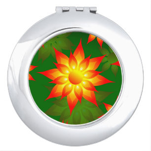 Floral Yellow Flowers with Green Background-57557 Compact Mirror