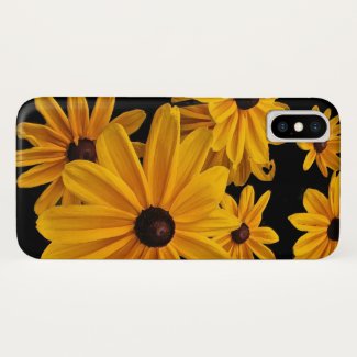 Floral Yellow Garden Flowers Black iPhone X Case