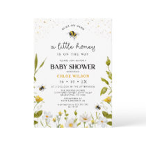 Floral Yellow Gender Neutral Honey Bee Baby Shower Invitation