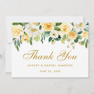 Floral Yellow Gold Wedding Thank You