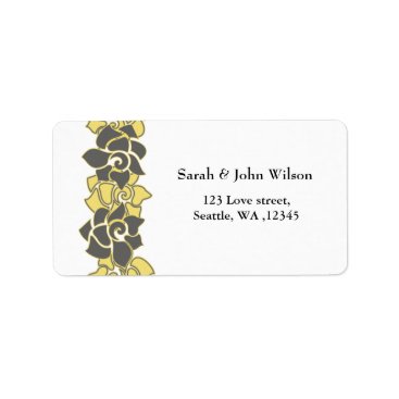 floral "yellow gray",return address label