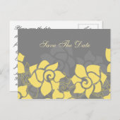 floral yellow gray Save the Date Announcement Postcard (Front/Back)