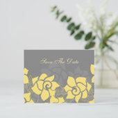 floral yellow gray Save the Date Announcement Postcard (Standing Front)