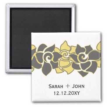 floral "yellow gray" Save the date magnets