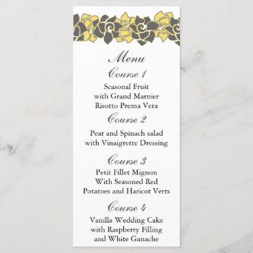 floral "yellow gray" Wedding menu