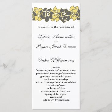 floral "yellow gray" Wedding program