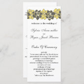 floral "yellow gray" Wedding program (Front/Back)