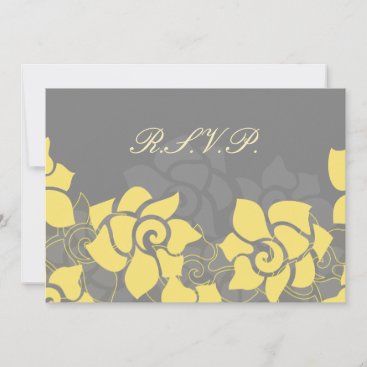 floral "yellow gray" wedding RSVP Invitation