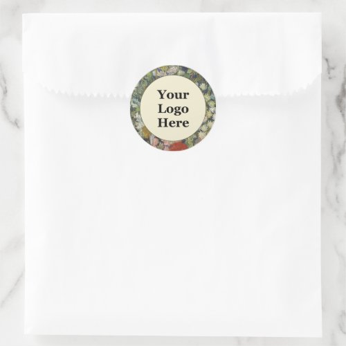 Floral Yellow Green and White Your Logo Template Classic Round Sticker