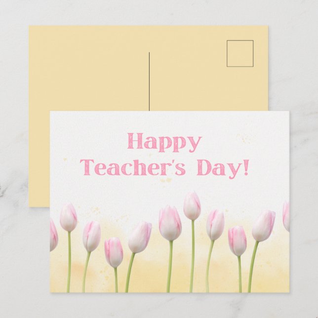 Floral Yellow Happy Teachers Day Postcard (Front/Back)