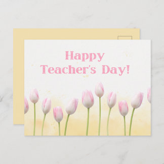 Floral Yellow Happy Teachers Day Postcard