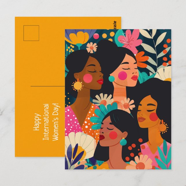 Floral Yellow International Women's Day Postcard (Front/Back)
