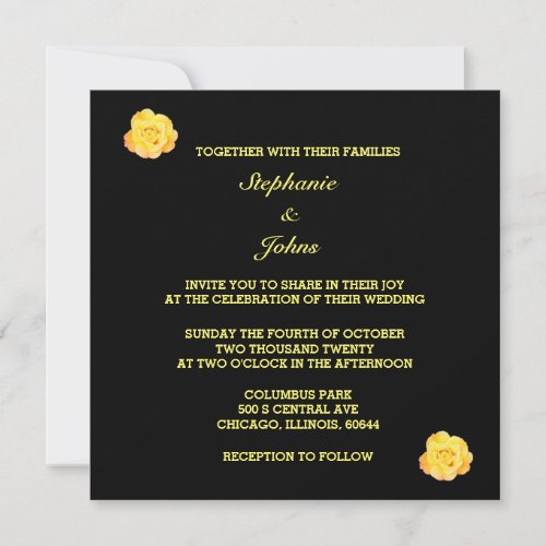 Floral Yellow Orange Black Elegant Classy Wedding