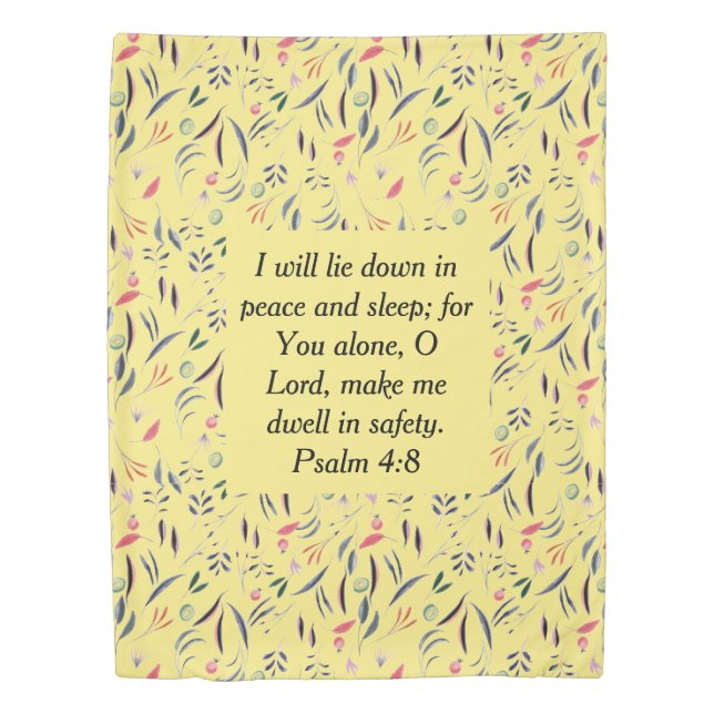 FLORAL Yellow Peace Sleep Safety | Bible Verse Duvet Cover (Front)