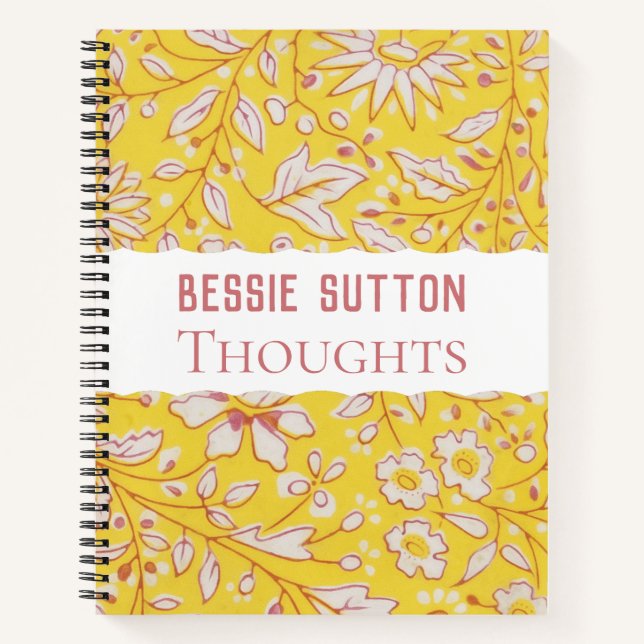 Floral Yellow personalizable Notebook (Front)