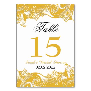 Floral yellow Personalized table numbers