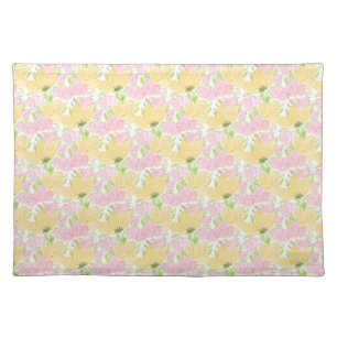 Floral Yellow Pink Cloth Placemat