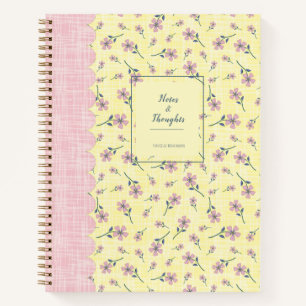 Floral Yellow Pink Cottagecore Meadow Flowers Notebook