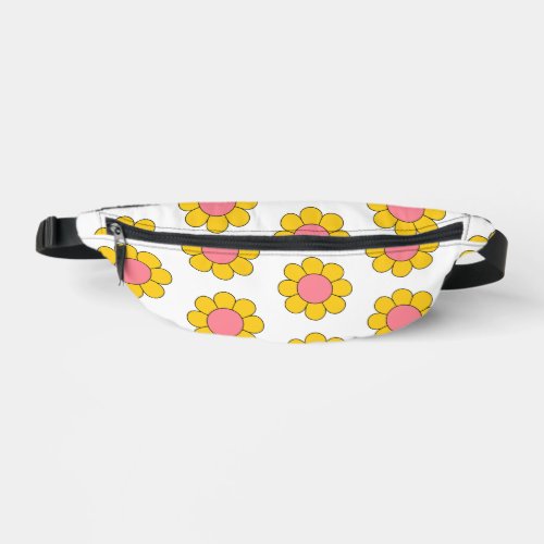 Floral Yellow Pink Daisies Retro Fanny Pack