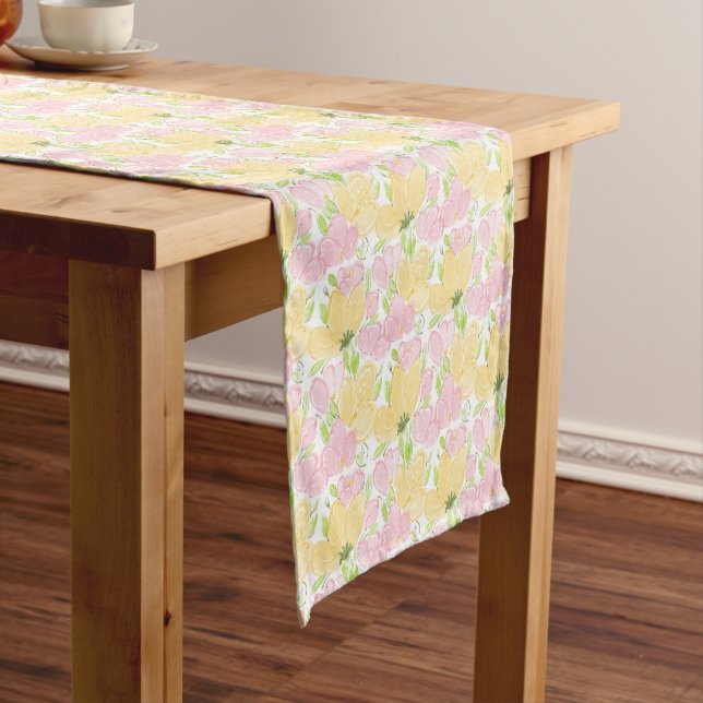 Floral Yellow Pink Table Runner (In Situ)