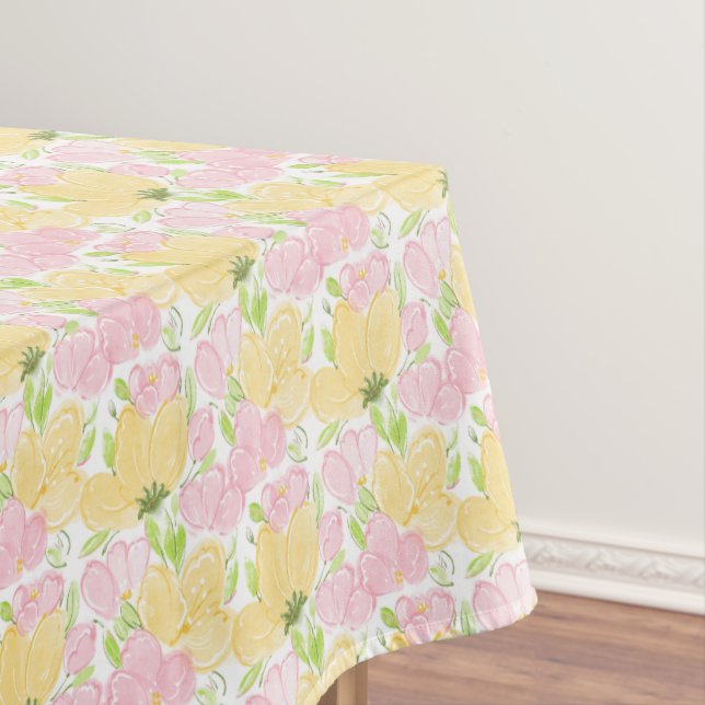 Floral Yellow Pink Tablecloth (In Situ)