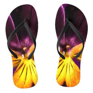 Floral Yellow Purple Abstract Flower Flip Flops