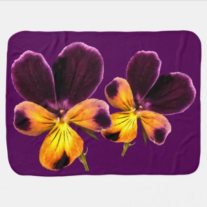 Floral Yellow Purple Flower Baby Blanket