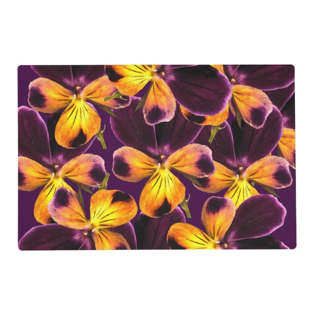 Floral Yellow Purple Flower Laminated Placemat (Front)