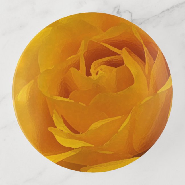 Floral Yellow Rose Flower Trinket Tray