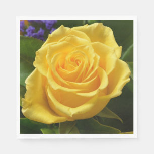 Floral Yellow Rose Flower Wedding Party Paper Napkins