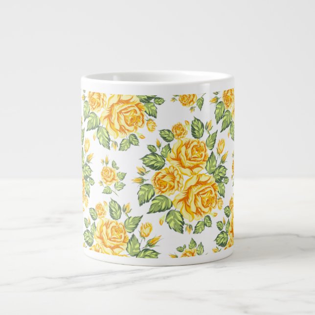 Floral Yellow Roses Pattern-56556 Giant Coffee Mug (Front)