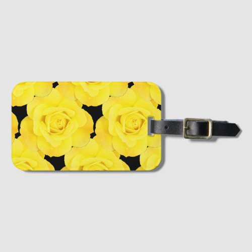 Floral Yellow Roses Spring Summer Patterns Black Luggage Tag