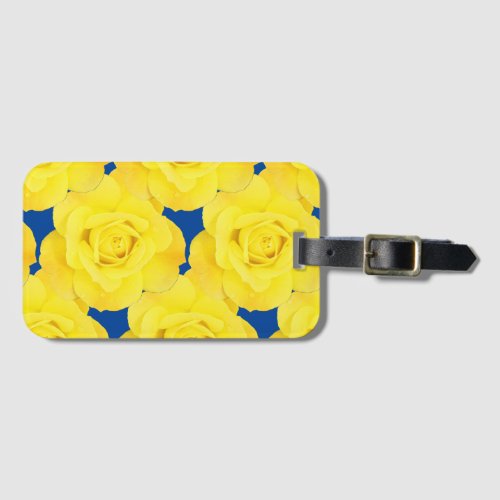 Floral Yellow Roses Spring Summer Patterns Blue Luggage Tag