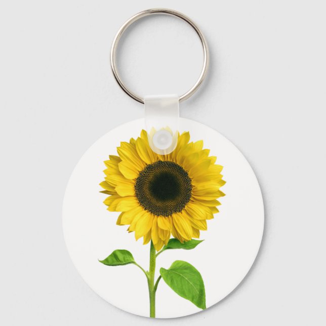 Floral Yellow Sunflower Flower Keychain (Front)