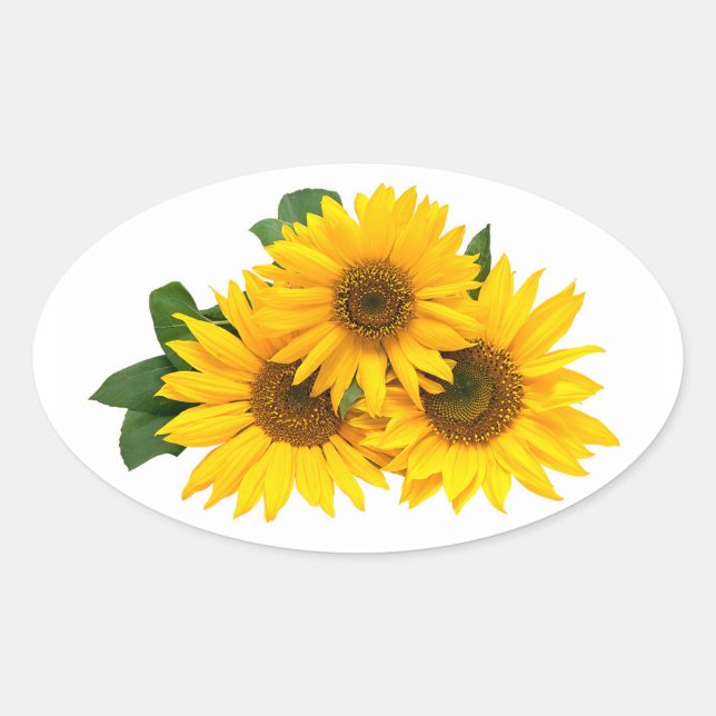 Floral Yellow Sunflower Flower Stickers (Front)