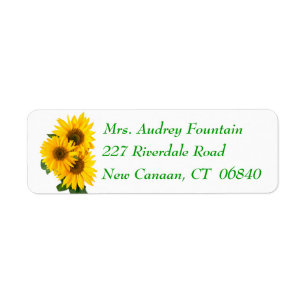 Floral Yellow Sunflower Green Flower Address Label