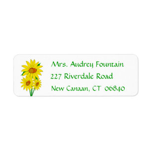 Floral Yellow Sunflower Green Flower Label
