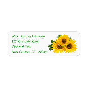Floral Yellow Sunflower Green Name Address Label