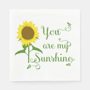 Floral Yellow Sunflower Green Wedding Flower Party Paper Napkins
