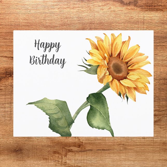 Floral Yellow Sunflower Happy Birthday Postcard (Creator Uploaded)