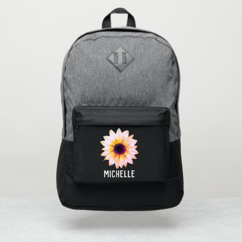 Floral yellow sunflower Personalized Name Port Authority Backpack